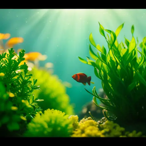 An image of a lush aquatic ecosystem within a carefully crafted aquascape, featuring a variety of plants, fish, and other aquatic life thriving in a balanced and harmonious environment