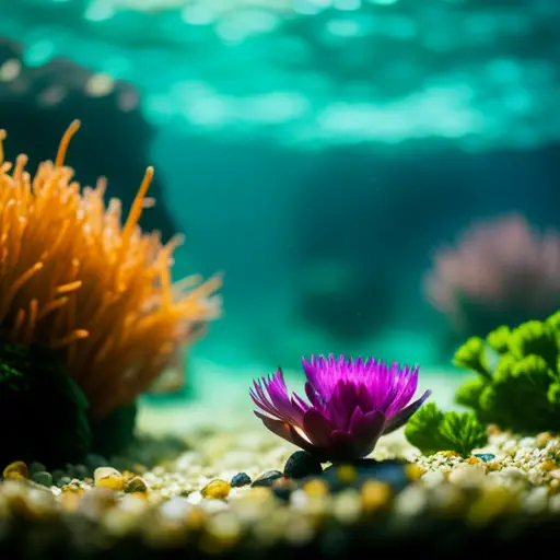 An image of a serene underwater landscape with lush aquatic plants, colorful fish, and intricate rock formations to evoke the beauty and inspiration of aquascaping in literature