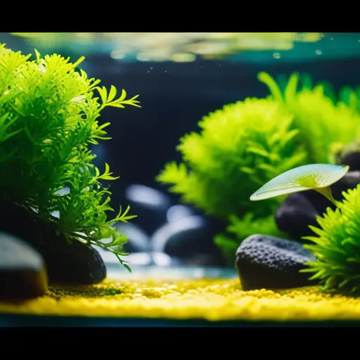 An image of a carefully designed aquascape with a variety of aquatic plants and rocks arranged to create natural water flow and circulation