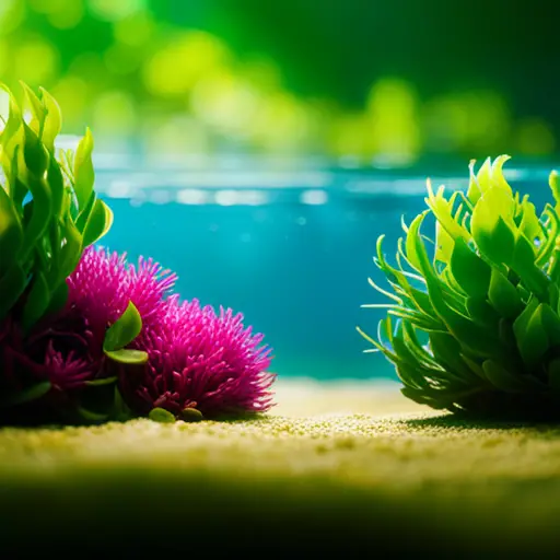 An image of an intricately designed underwater landscape with vibrant and lush aquatic plants, illuminated by a carefully placed spotlight to showcase the role of lighting in aquascaping